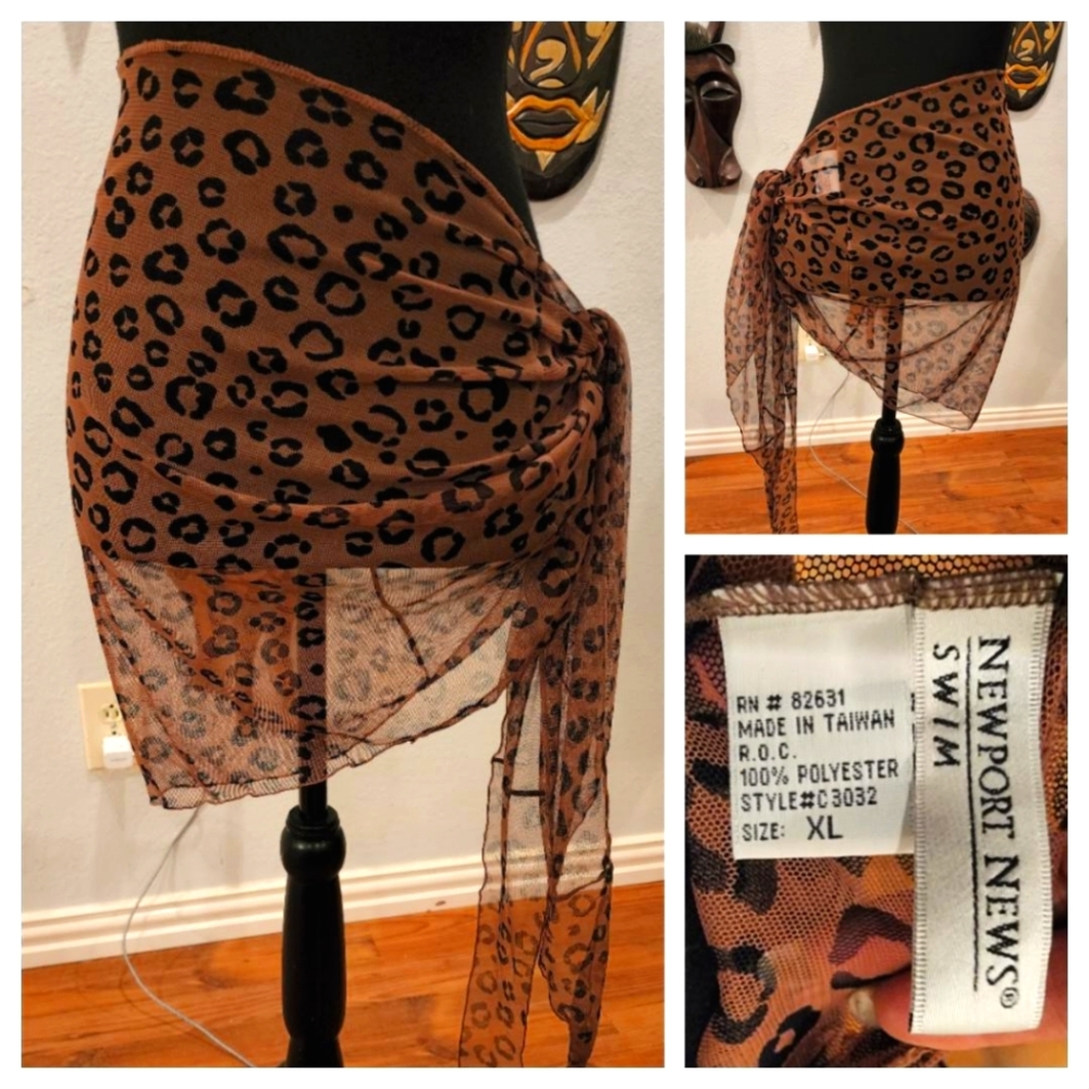 Newport News Swim, Mini-Length, Leopard Print Sarong, One Size